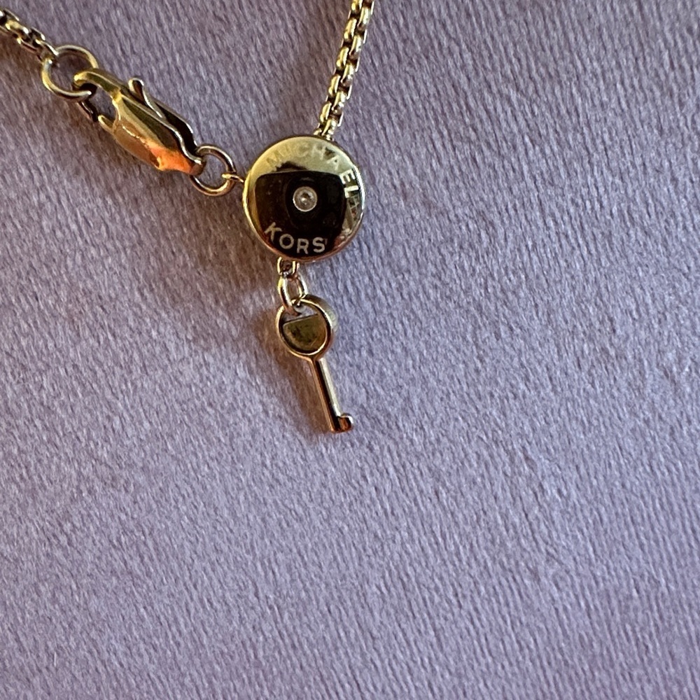 Michael Kors Gold Necklace with Lock Charm & Key - Picture 2 of 2